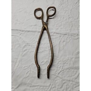 Antique Victorian English Solid Brass Fireplace Coal Scissor Tongs Claw Tool‎
